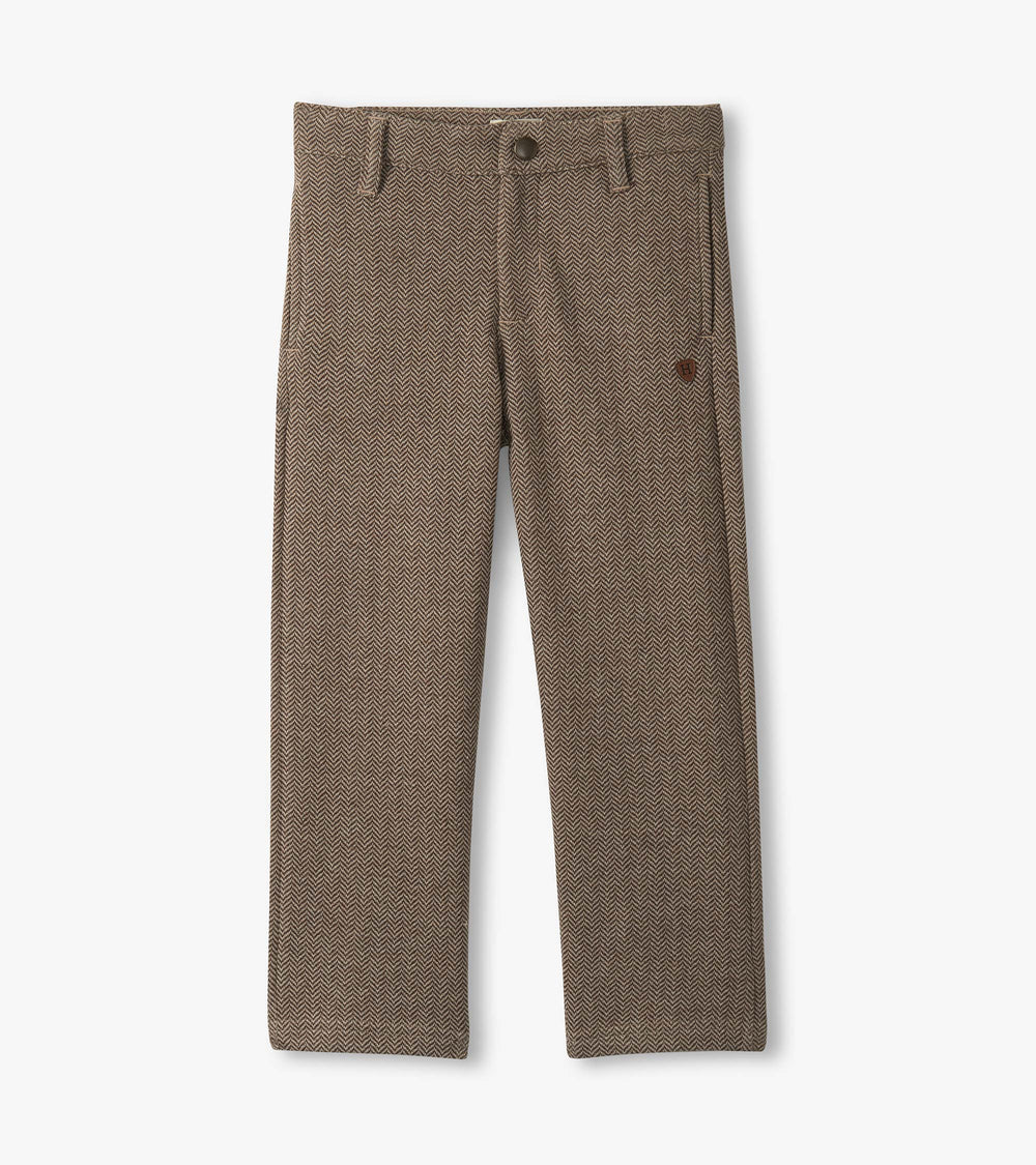 Boys Brown Sugar Herringbone Straight Leg Pants