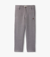 Boys Dark Grey Herringbone Straight Leg Pants