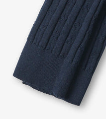 Girls Navy Cable Knit Tights
