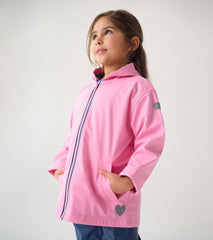 Girls Classic Pink Zip-Up Rain Jacket