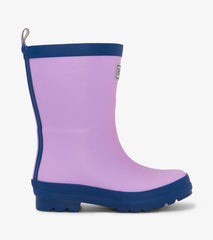 Kids Lilac And Navy Matte Rain Boots