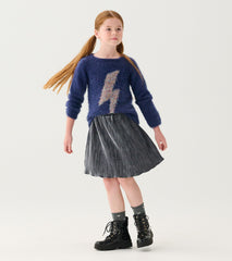 Girls Metallic Lightning Furry Sweater