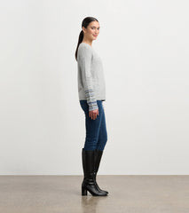 Jacquard Cuff Sweater - Grey Melange