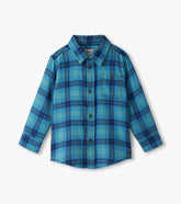 Boys Blue Stone Plaid Button Down Shirt