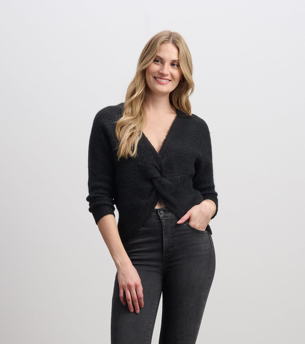 Cross Over Sweater - Black