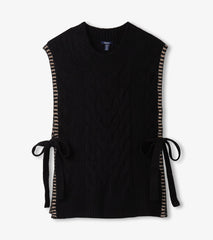 Side-Tie Sweater Vest - Black