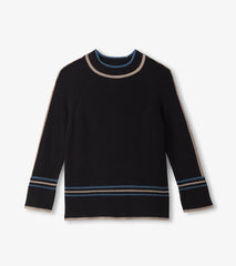 Raglan Stripes Pullover - Black
