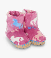 Girls Beautiful Horses Fuzzy Fleece Slippers