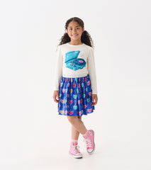 Girls Bursted Hearts Sequin Skirt