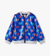 Girls Bursted Hearts Sequin Bomber Jacket