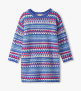 Girls Blueberry Stripe Sweater Dress