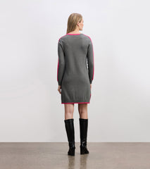 Contrast Trim Sweater Dress - Charcoal