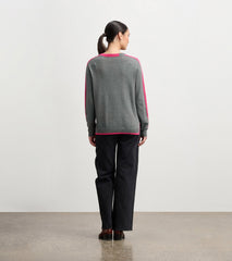 Contrast Trim Sweater - Charcoal