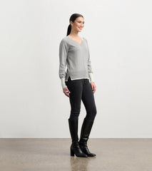 Cary V-Neck Sweater - Charcoal Melange