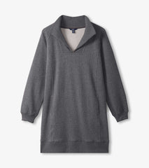 Anna Notch Neck Dress - Charcoal Melange
