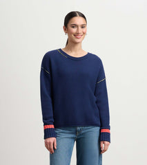 Waffle Knit Sweater - Navy