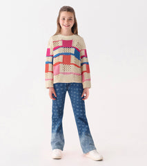 Girls Mix Stitch Sweater