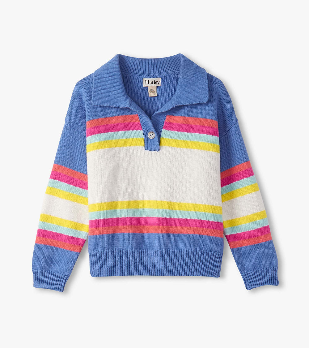 Girls Royal Colorblock Johnny Collar Sweater