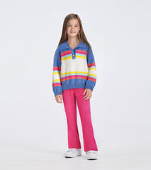 Girls Royal Colorblock Johnny Collar Sweater