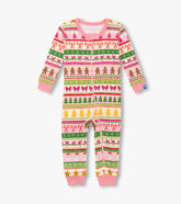 Baby Girls Pink Fun Fair Isle Cotton Sleeper