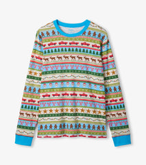Men's Blue Fun Fair Isle Cotton Pajama Set