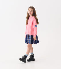 Girls Preppy Plaid Mixed Match Dress