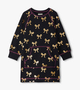 Girls Gold Bows Sweater Dress