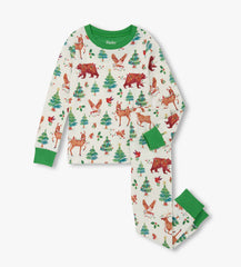 Girls Holiday Animals Cotton Pajama Set