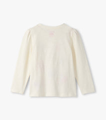 Girls Festive Bows Puff Sleeve Graphic Tee
