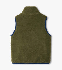 Boys Loden Green Faux Sherpa Vest