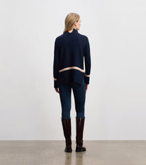 Mock Neck Sweater - Navy Stripe