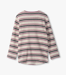 Boys Oatmeal Melange Stripes Waffle Henley