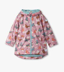 Girls Pop-Out Butterflies Zip-Up Lightweight Rain Jacket