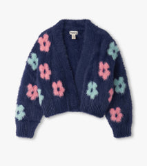 Girls Big Flowers Open Cardigan