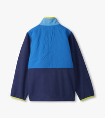 Boys Blue Color Block Polar Fleece Jacket