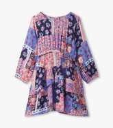 Girls Patchwork Floral Flounce Dress