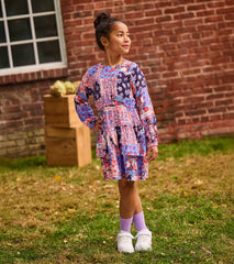 Girls Patchwork Floral Flounce Dress