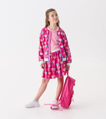 Girls Pink Busted Hearts Sequin Bomber Jacket