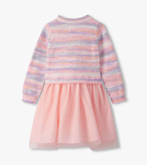 Girls Pastel Rainbow Fuzzy Mixed Skirt Dress