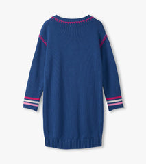 Girls Sapphire Drop Shoulder Sweater Dress