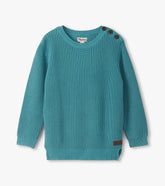 Boys Teal Button Neck Sweater