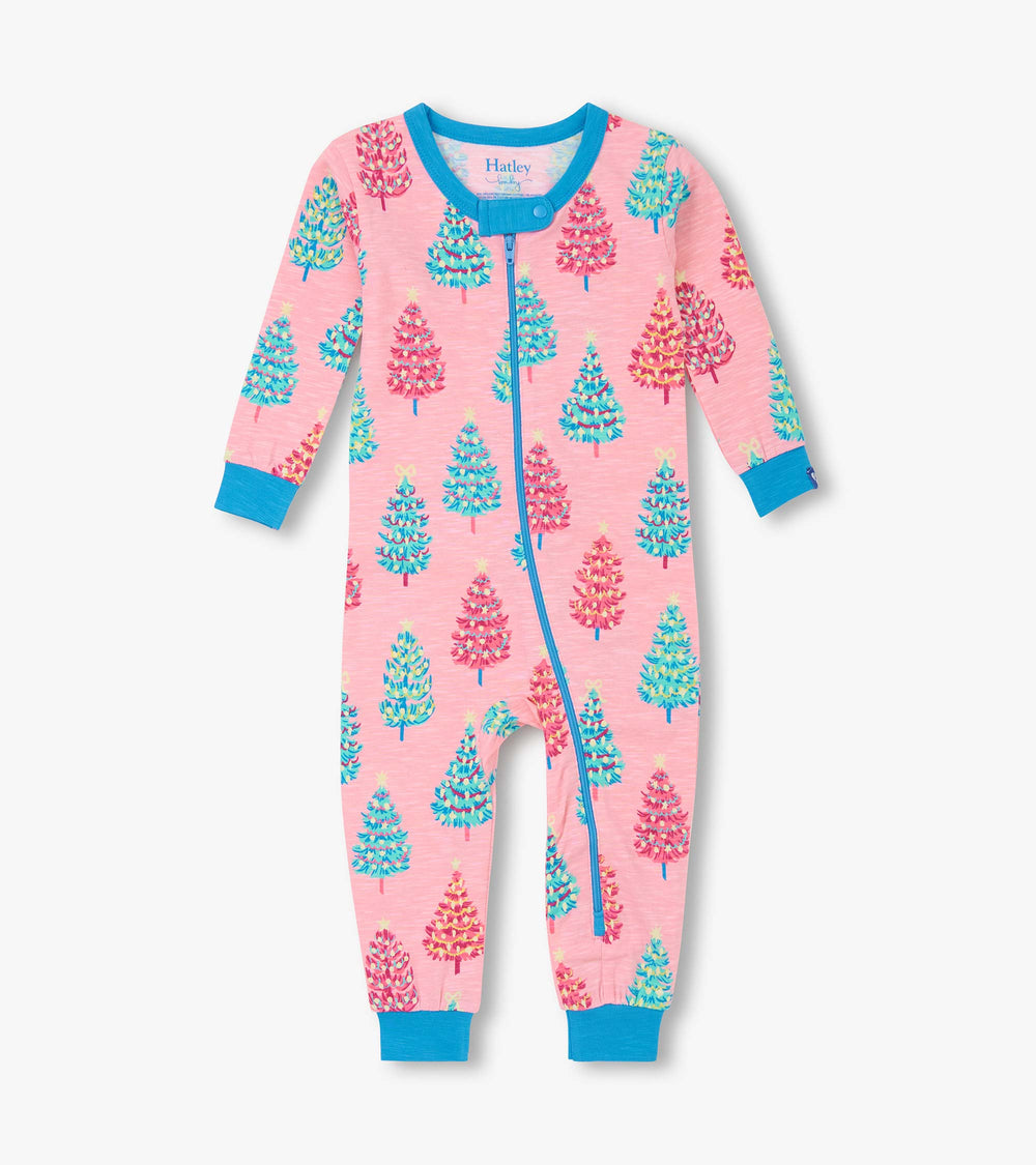 Baby Girls Pink Bottle Brush Trees Glow in the Dark Cotton Sleeper