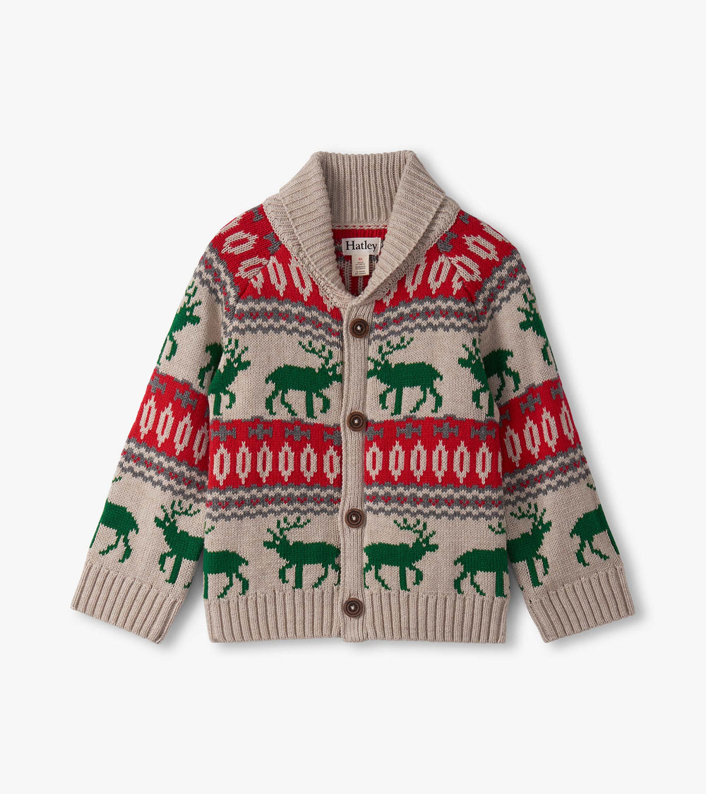 Baby & Toddler Boys Winter Elk Shawl Collar Cardigan