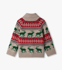 Baby & Toddler Boys Winter Elk Shawl Collar Cardigan