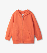 Boys Orange Full-Zip Hoodie