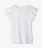 Girls White Ruffle Sleeve Tank