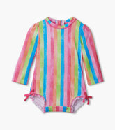 Baby Girls Rainbow Stripes Rashguard Swimsuit