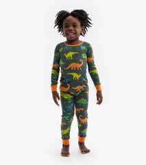 Colorblock Dino Pajama Set