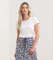 Braided Neck Tee - White