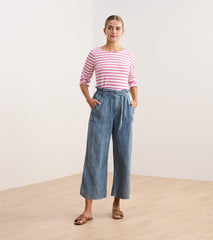 Tie Front Pants - Blue Acid Wash
